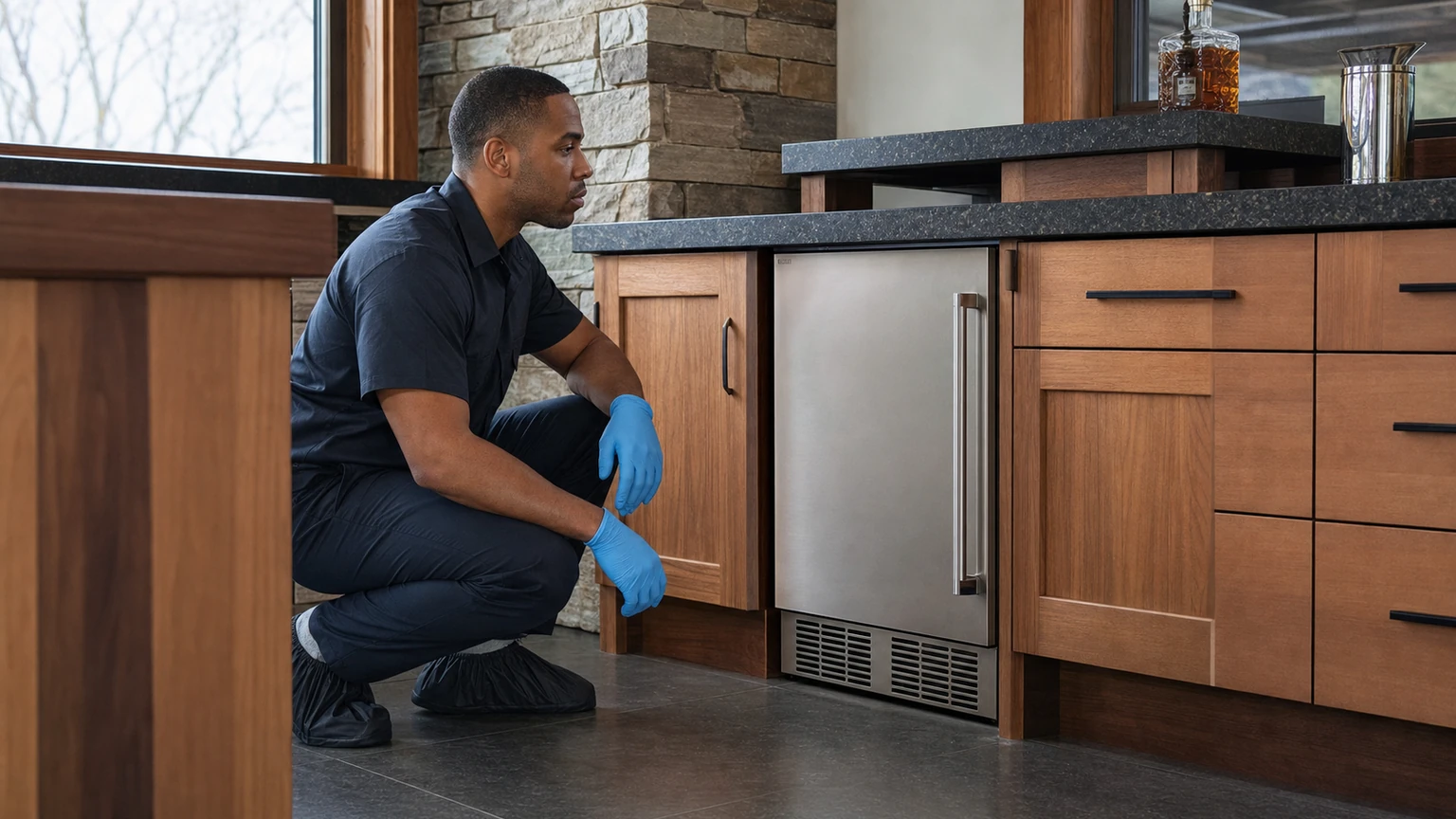Undercounter ice maker diagnostic visit in the service area